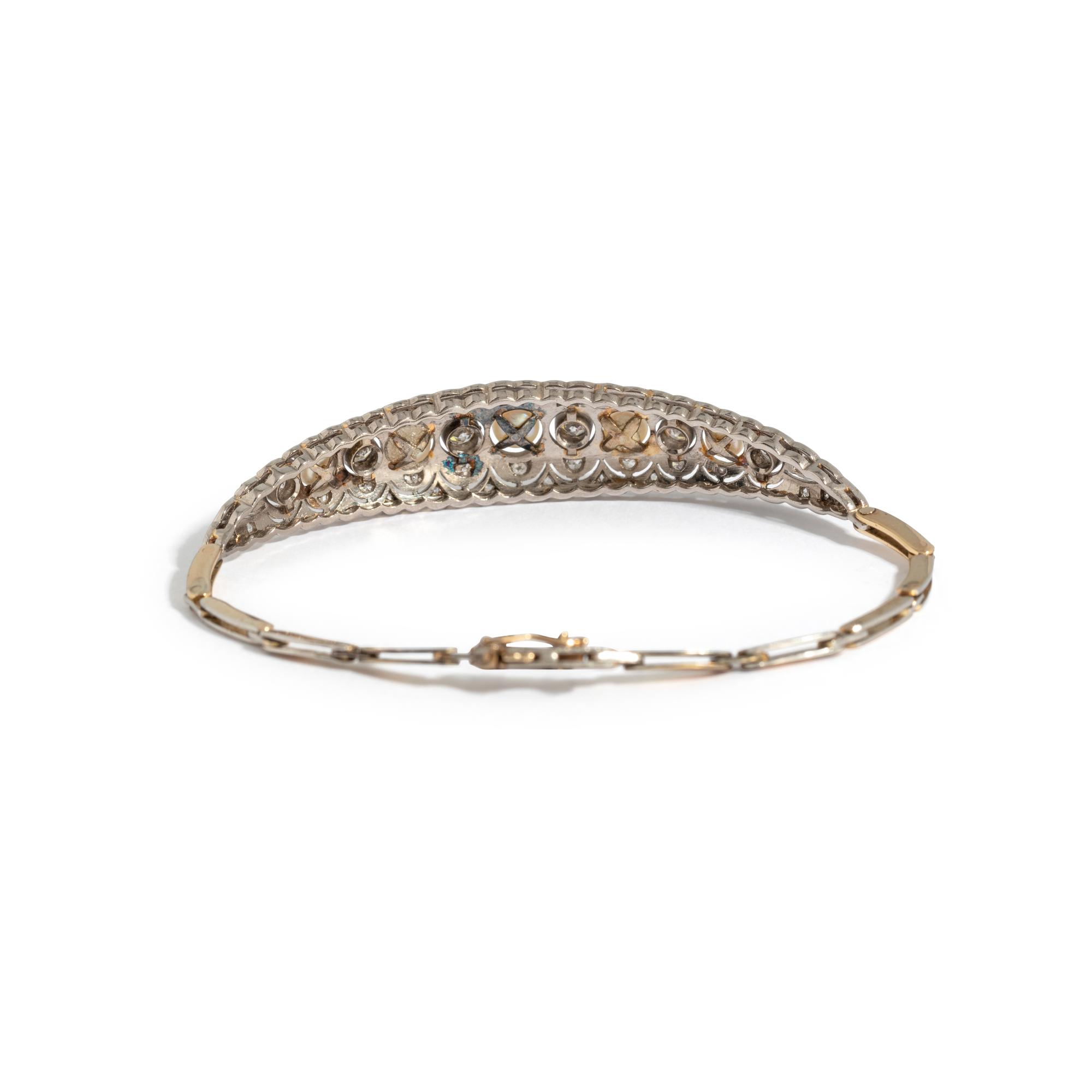 EDWARDIAN, DIAMOND AND PEARL BRACELET
