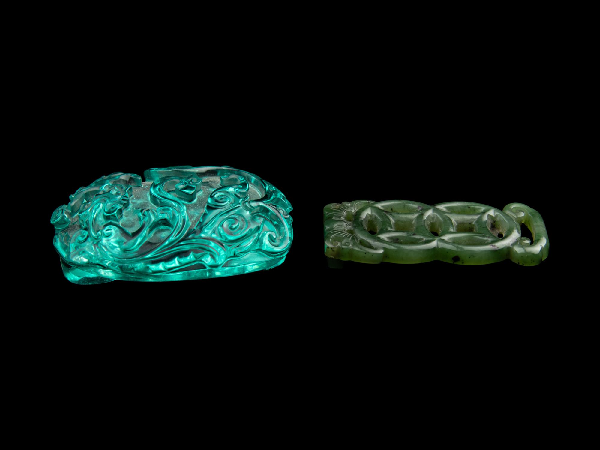 Two Chinese Carved Belt Buckles