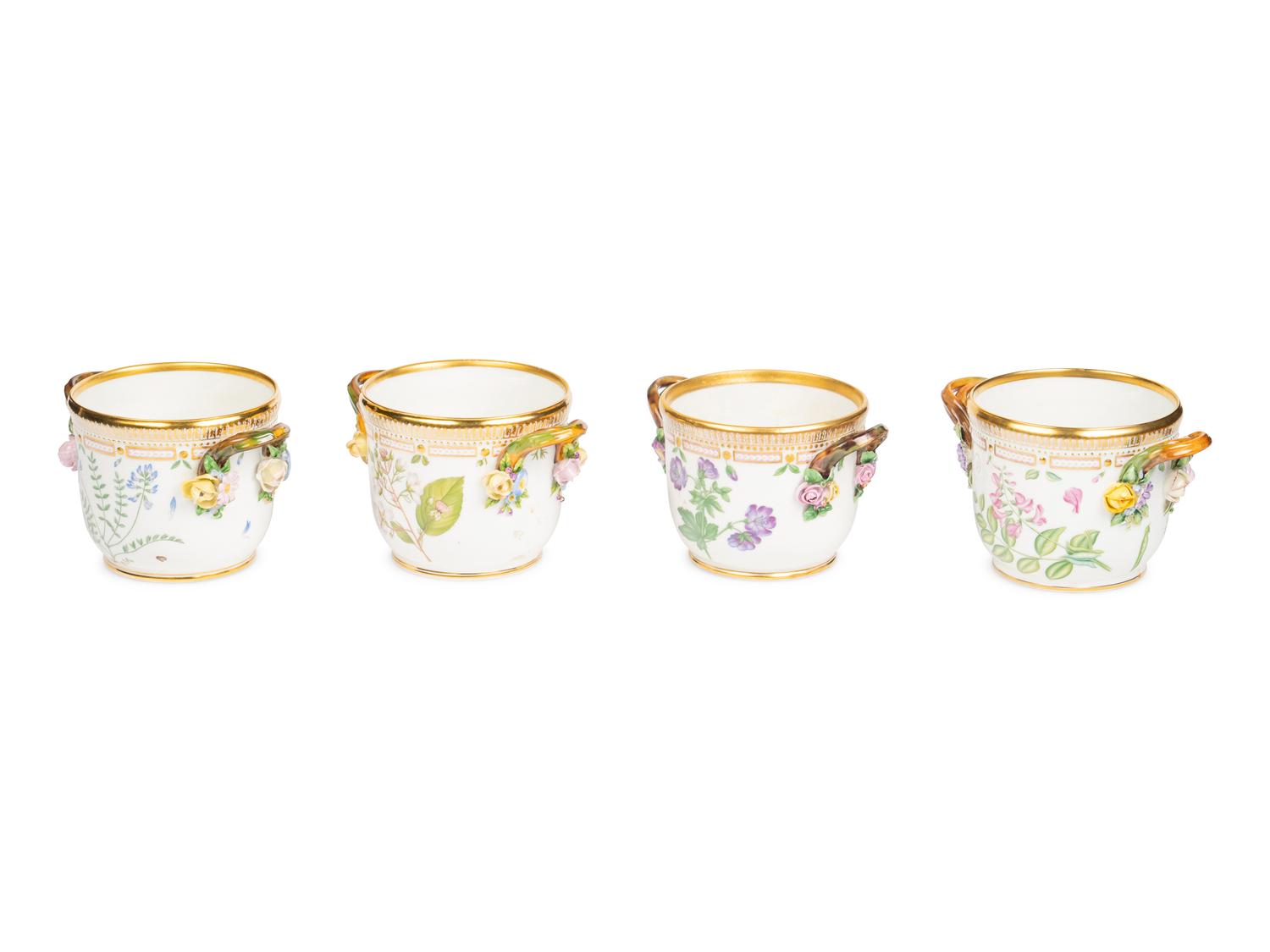 A Group of Four Royal Copenhagen Flora Danica Porcelain Cache Pots