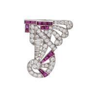 ART DECO, DIAMOND AND RUBY DRESS CLIP