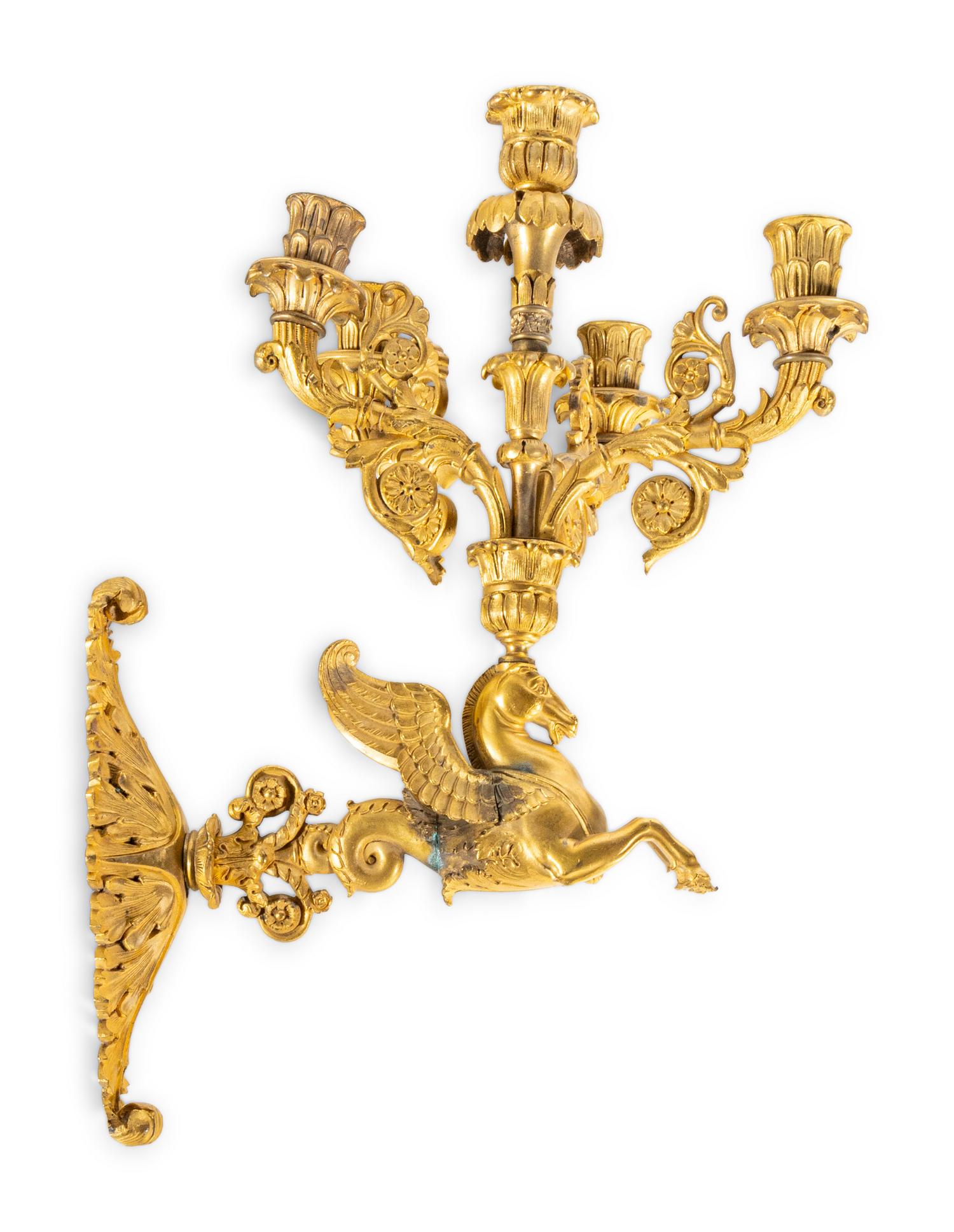A Set of Four Louis Philippe Gilt Bronze Five-Light Sconces