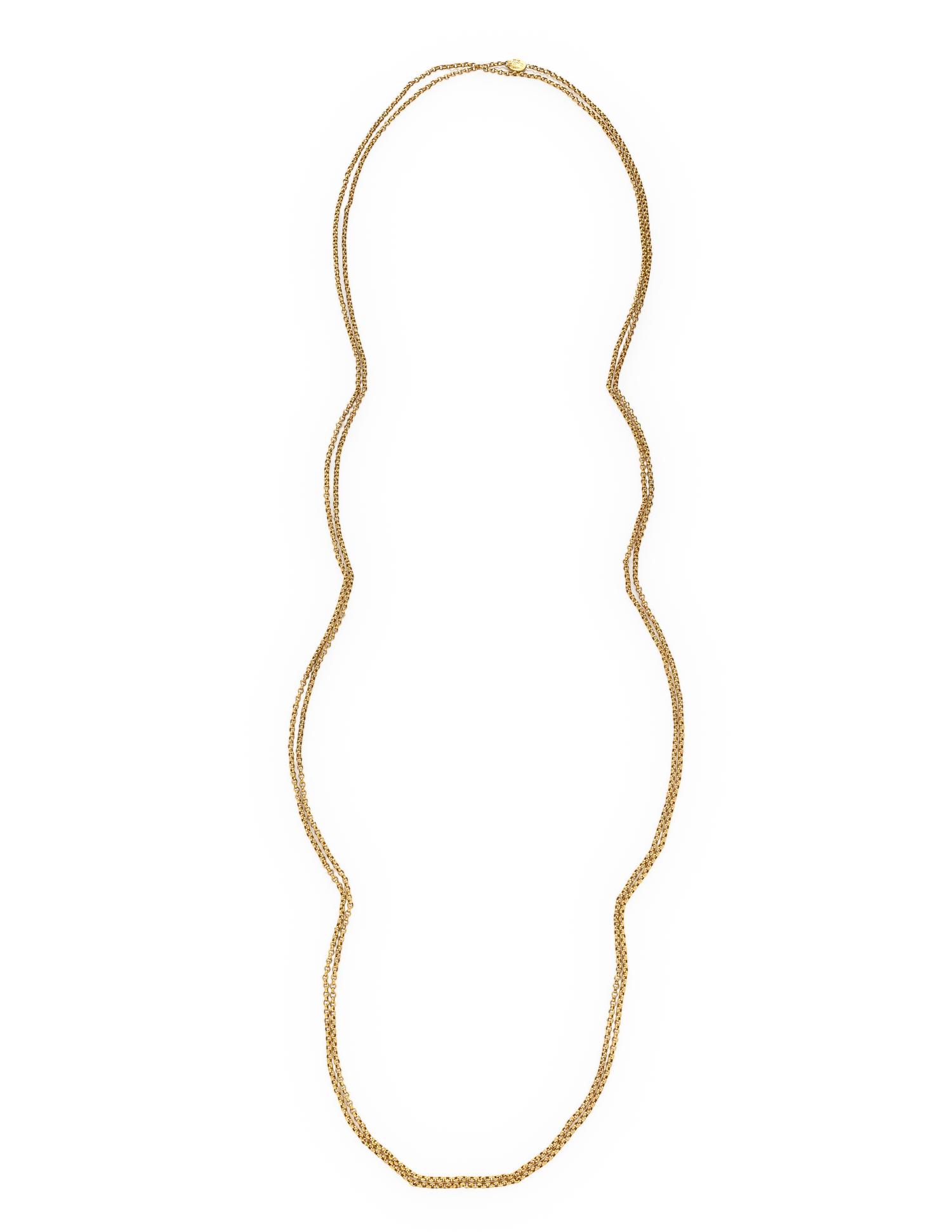 ANTIQUE, SWEDISH, YELLOW GOLD LONG CHAIN NECKLACE
