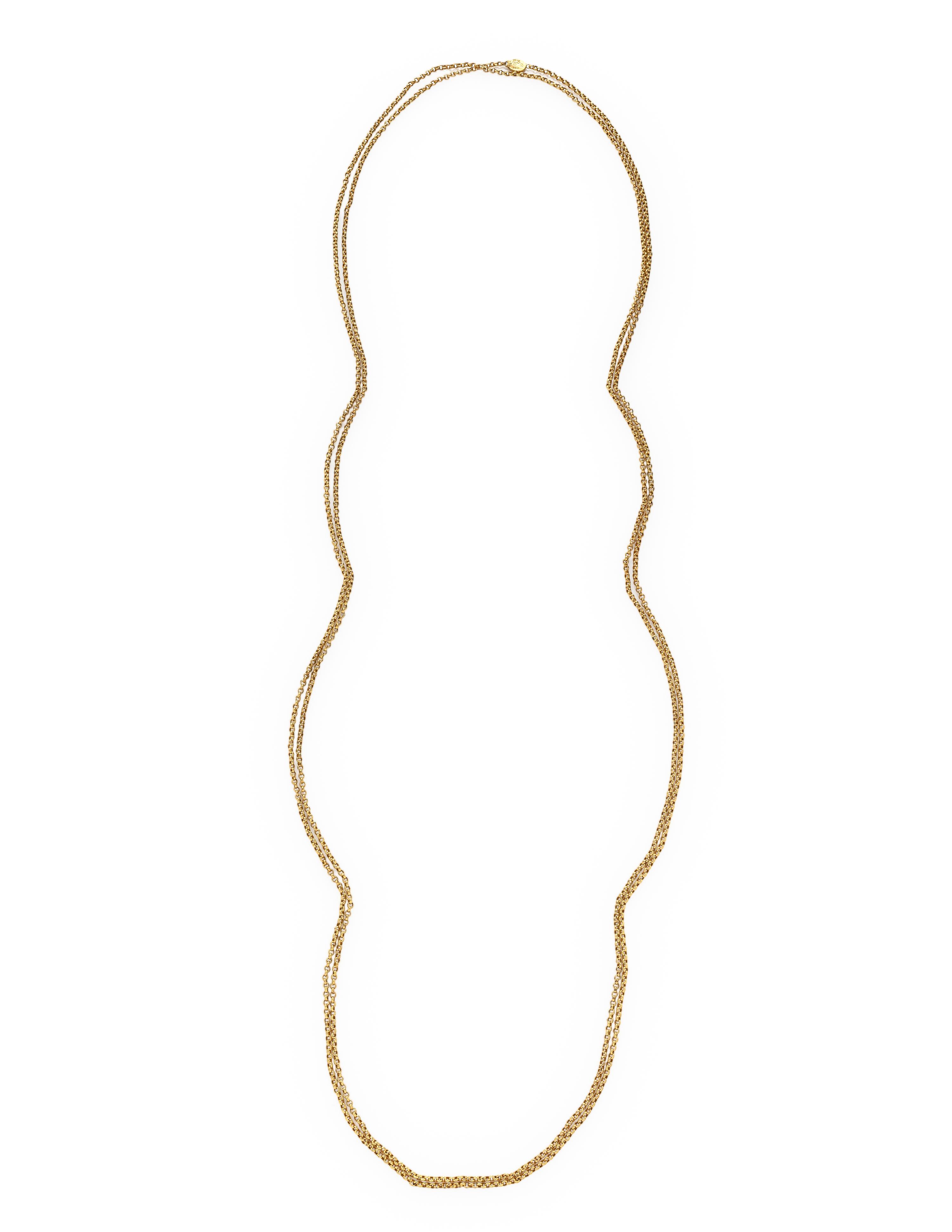 ANTIQUE, SWEDISH, YELLOW GOLD LONG CHAIN NECKLACE