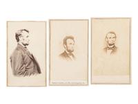 [LINCOLN, Abraham (1809-1865)]. 3 CDVs of Abraham Lincoln taken by BRADY and BERGER in January and February, 1864.
