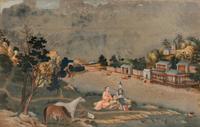 A Chinese Export Reverse-Painted Mirror