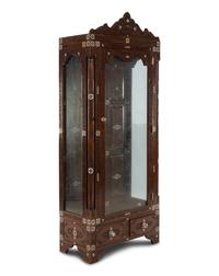 A Syrian Mother-of-Pearl Inlaid and Carved Walnut Vitrine Cabinet