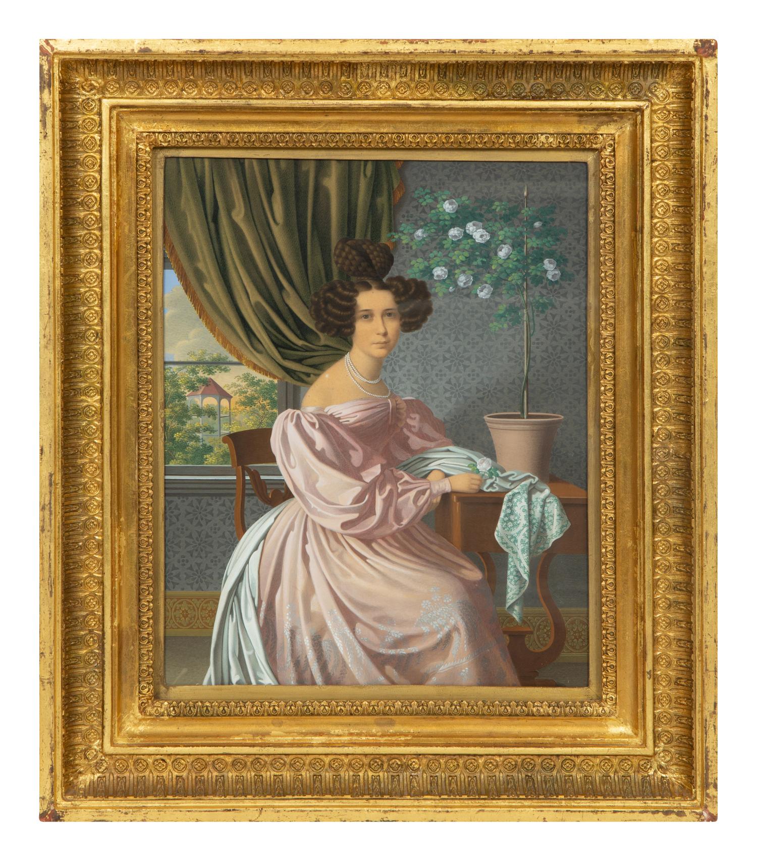 Portrait of a Lady in a Pink Dress, Seated by a Window , 1831