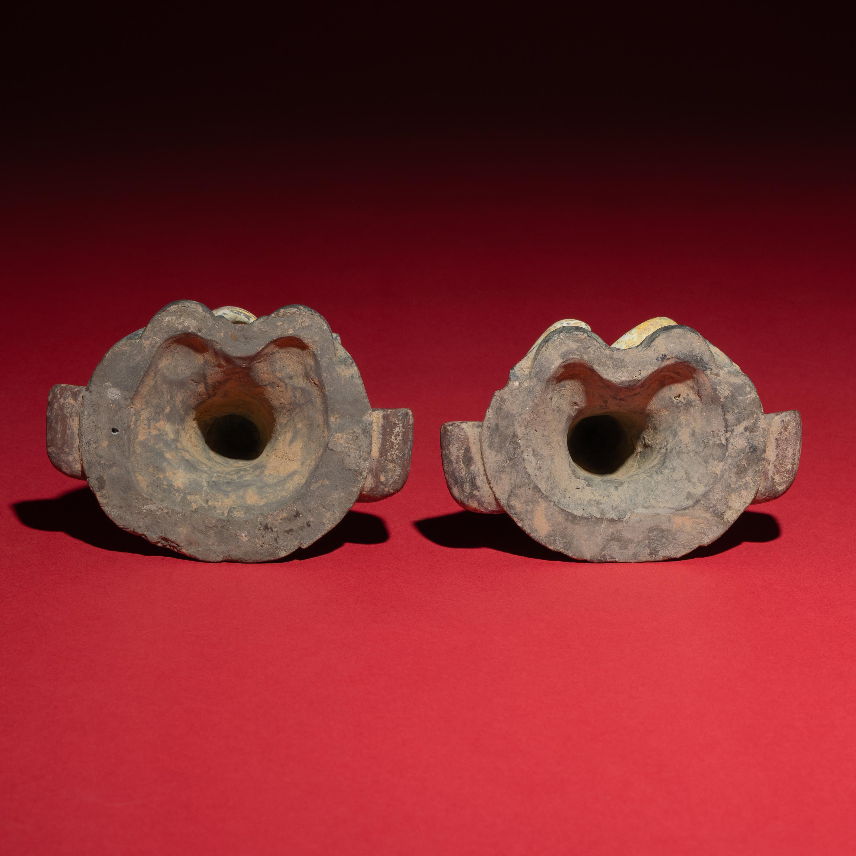 Four Chinese Painted Pottery Musicians, Northern Wei-Northern Qi Dynasty — 北魏晚期-北齊 灰陶彩繪伎樂俑一組四件