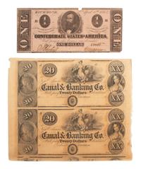 [CIVIL WAR]. A group of fractional currency, patriotic covers, & 19th century notes and covers.