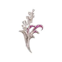 RETRO, DIAMOND AND RUBY PENDANT/BROOCH