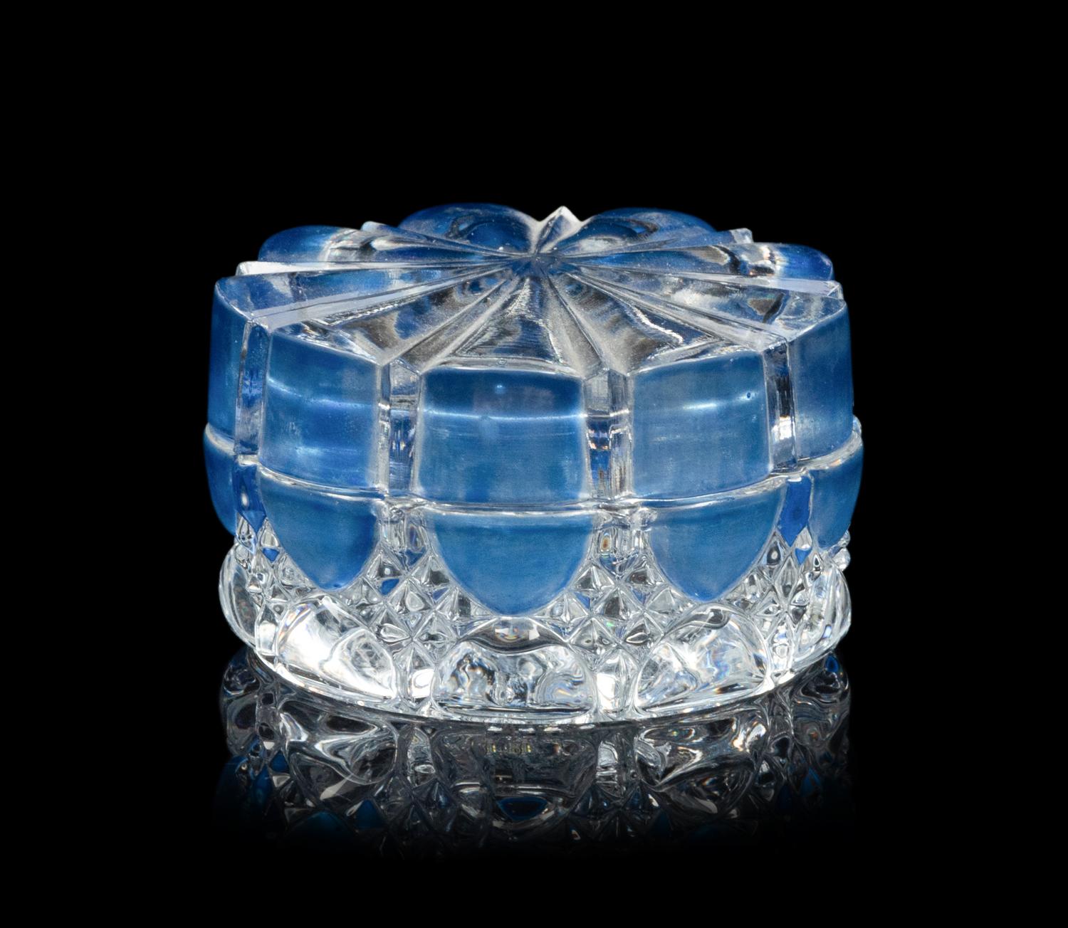 A French Blue Overlay Cut Glass Dresser Set