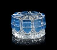 A French Blue Overlay Cut Glass Dresser Set