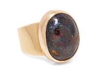 A 14 Karat Yellow Gold and Boulder Opal Ring,