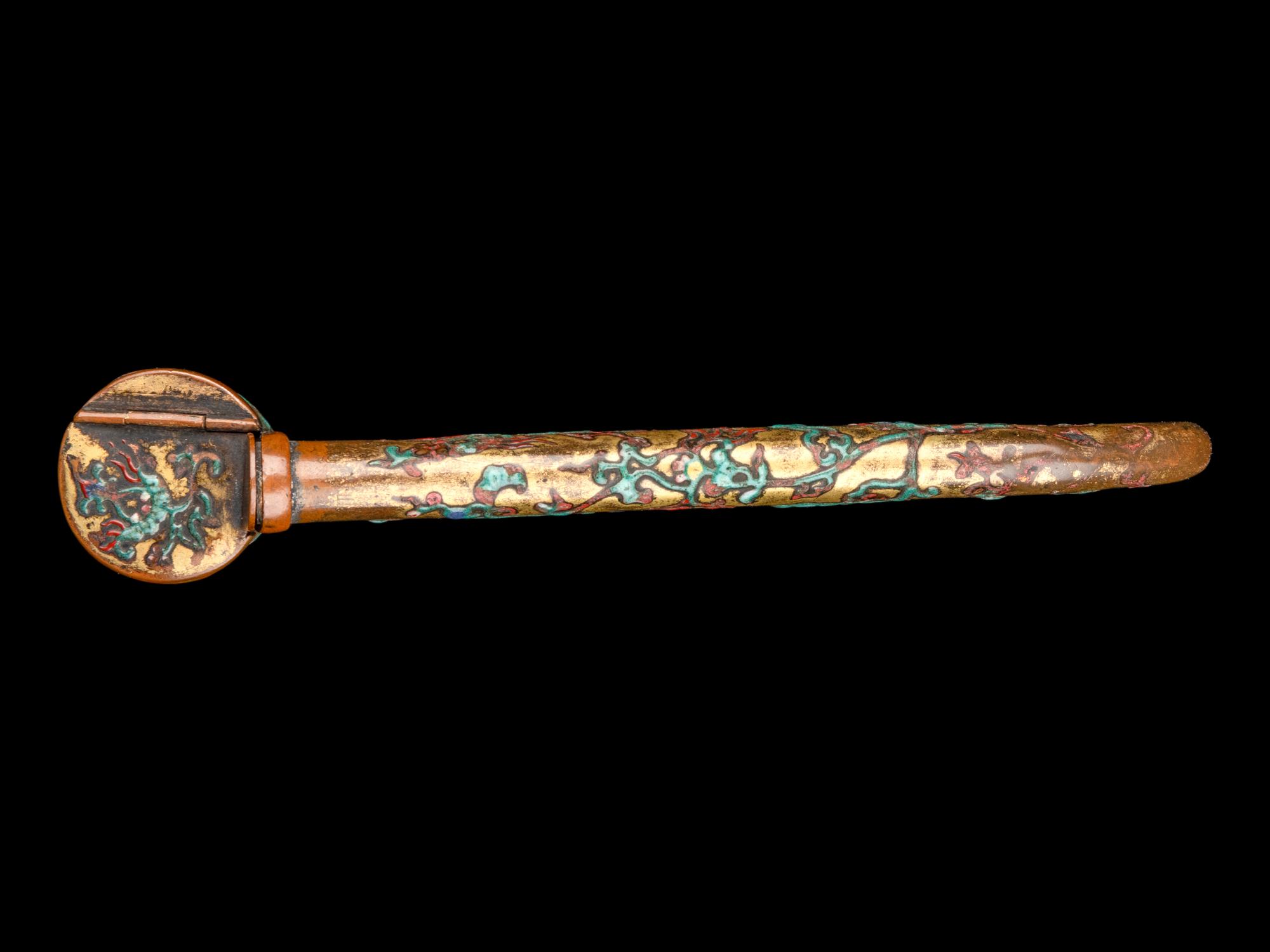 Four Japanese Cloisonné and Hardstone Inset Portable Writing Sets, Yatate