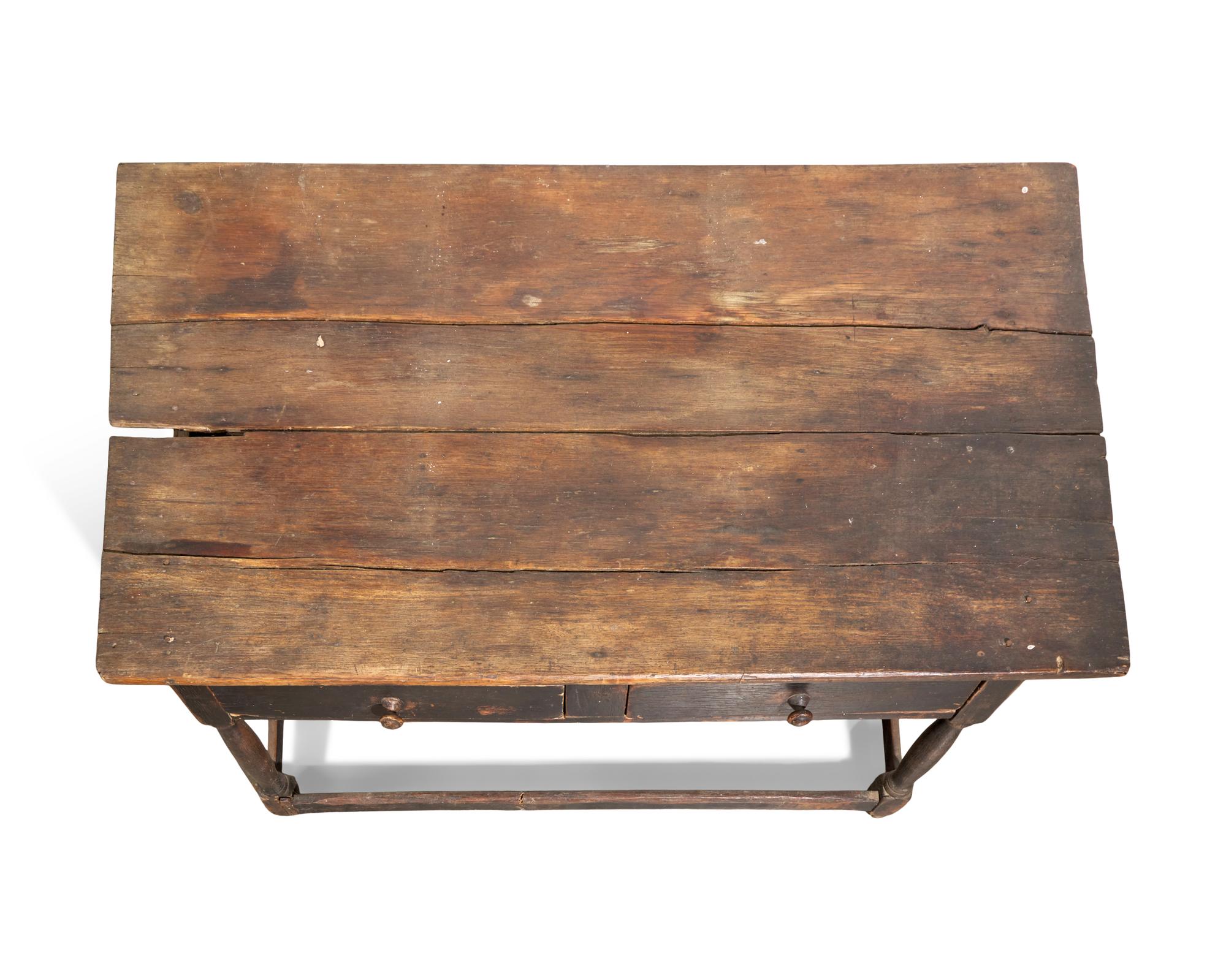 A William & Mary Walnut and Oak Stretcher Table