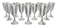 A Set of Twelve American Silver Goblets, Gorham Mfg. Co., Providence, RI, Puritan pattern, each having a flared mouth raised on a taper