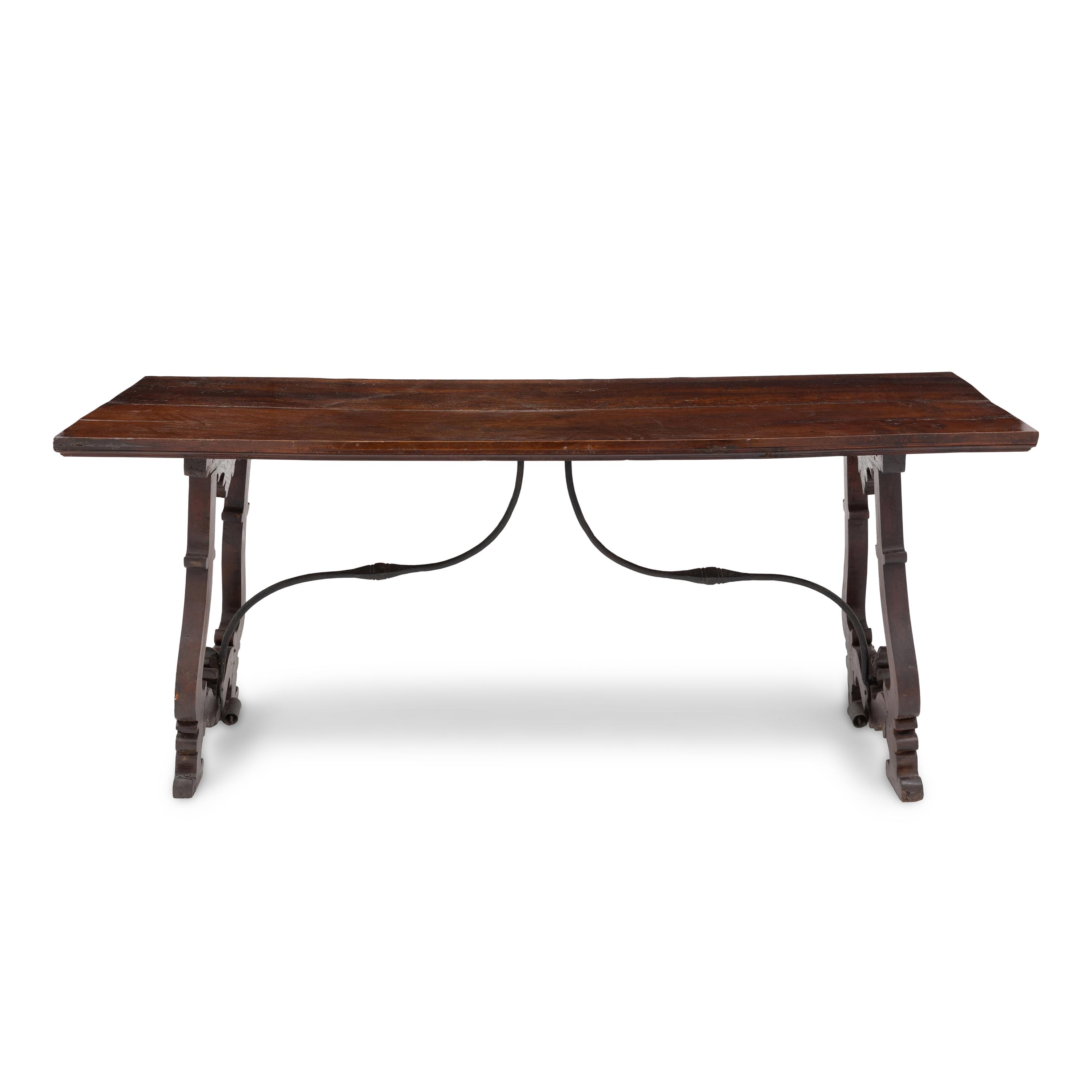 A Spanish Walnut and Iron Table