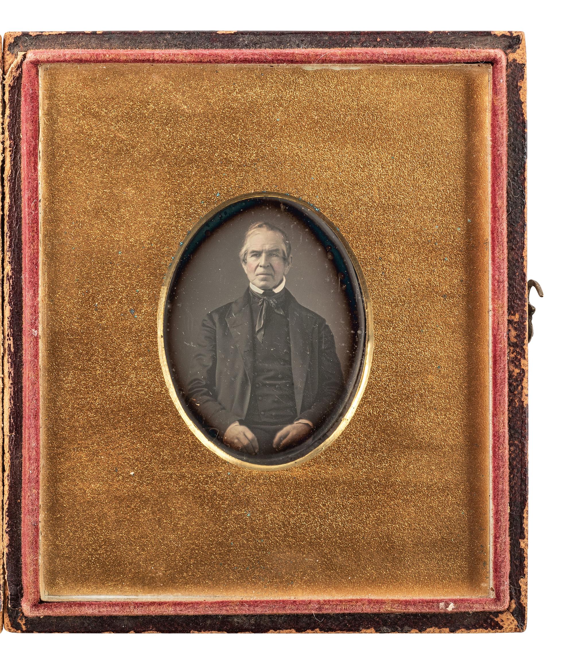 [EARLY PHOTOG] Sixth plate daguerreotype, diminutive portrait of an aged gent by MARSHALL & PORTER.