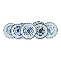 A Group of Chinese Porcelain Blue-and-White Dinner Plates