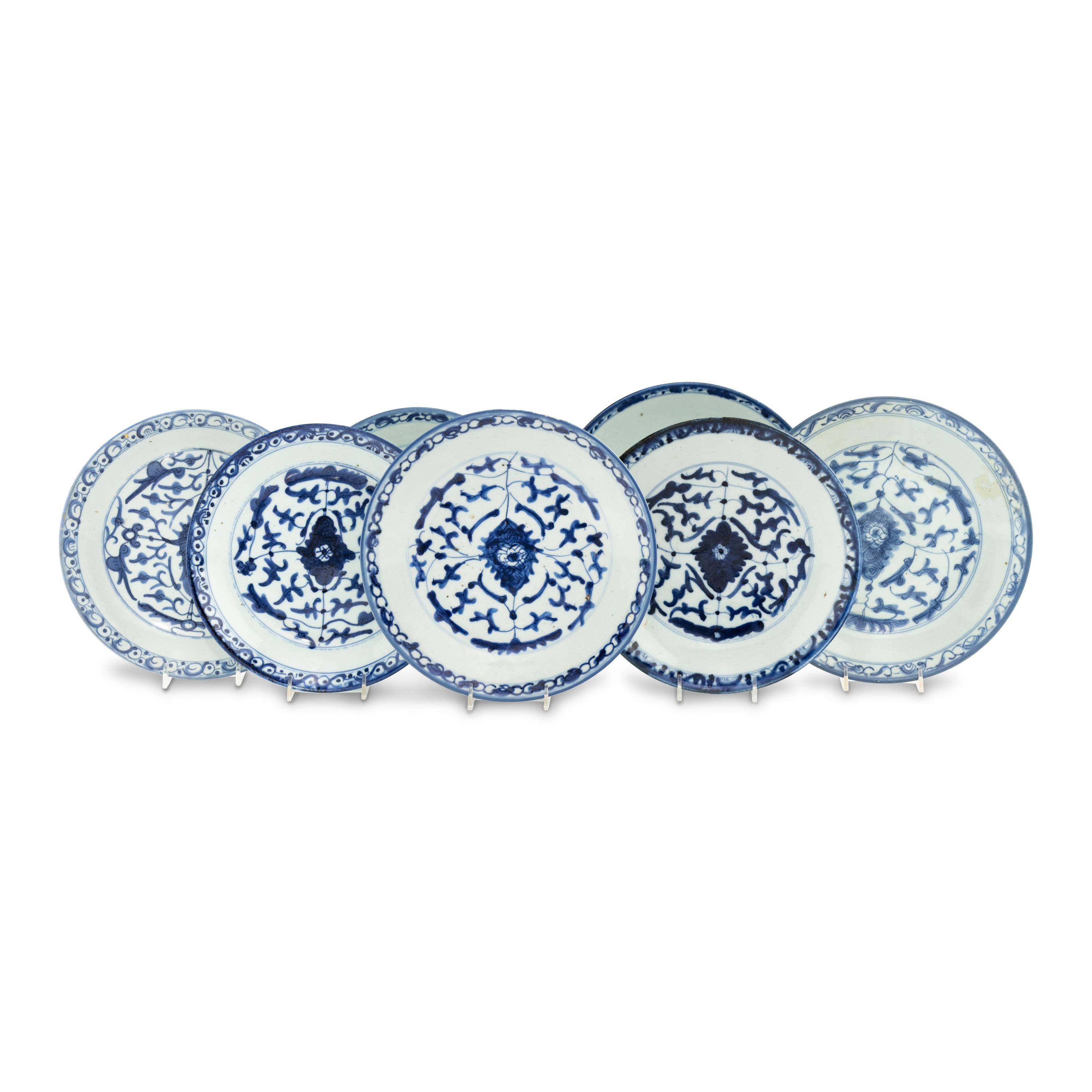 A Group of Chinese Porcelain Blue-and-White Dinner Plates