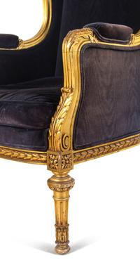 A Louis XVI Style Giltwood Bergère