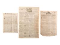 [REVOLUTIONARY WAR]. A group of 3 newspapers reporting on events involving the American Revolution, incl. the first news of the Boston Massacre.