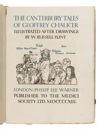 [Fine Press - Riccardi Press]. -- [Flint, William Russell, Sir (1880-1969), illustrator]. Chaucer, Geoffrey (d. 1400). The Canterbury Tales . London: Riccardi Press for Philip Lee Warner at the Medici Society, 1913.