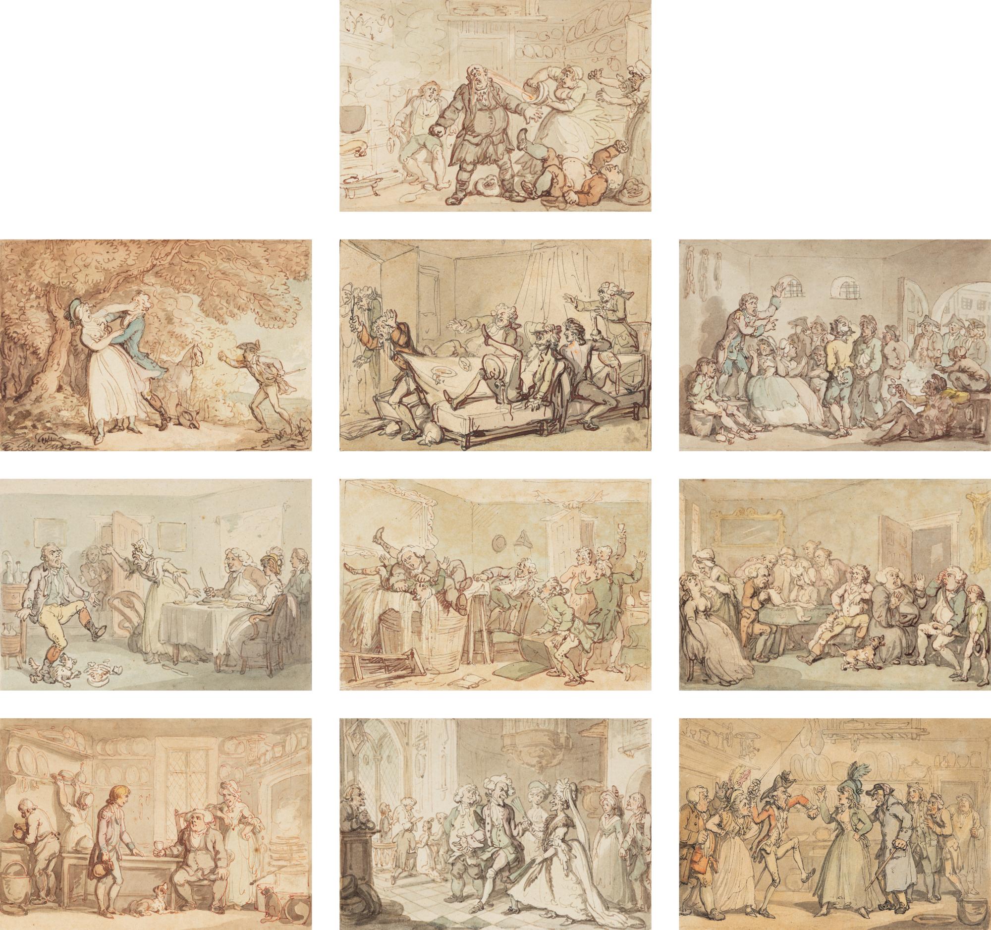 A Group of Ten Drawings: seven illustrations for The Adventures of Roderick Random , and three unpublished illustrations for The Adventures of Joseph Andrews, and His Friend Mr. Abraham Adams