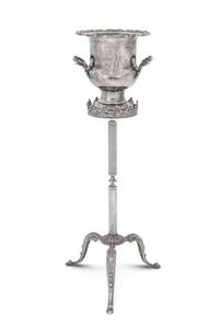 A Silvered Metal Candle Stand