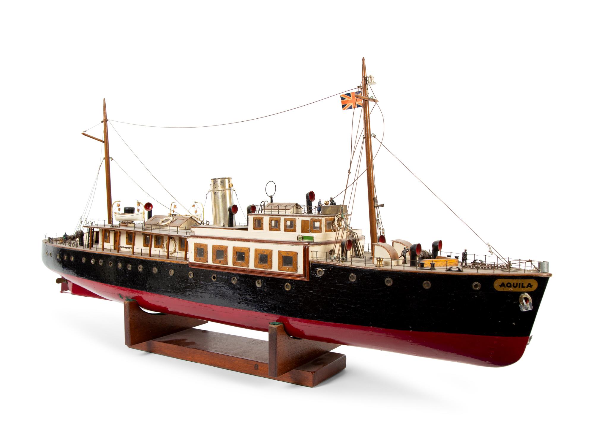 A Painted Wood Model of the Steam Boat Aquila