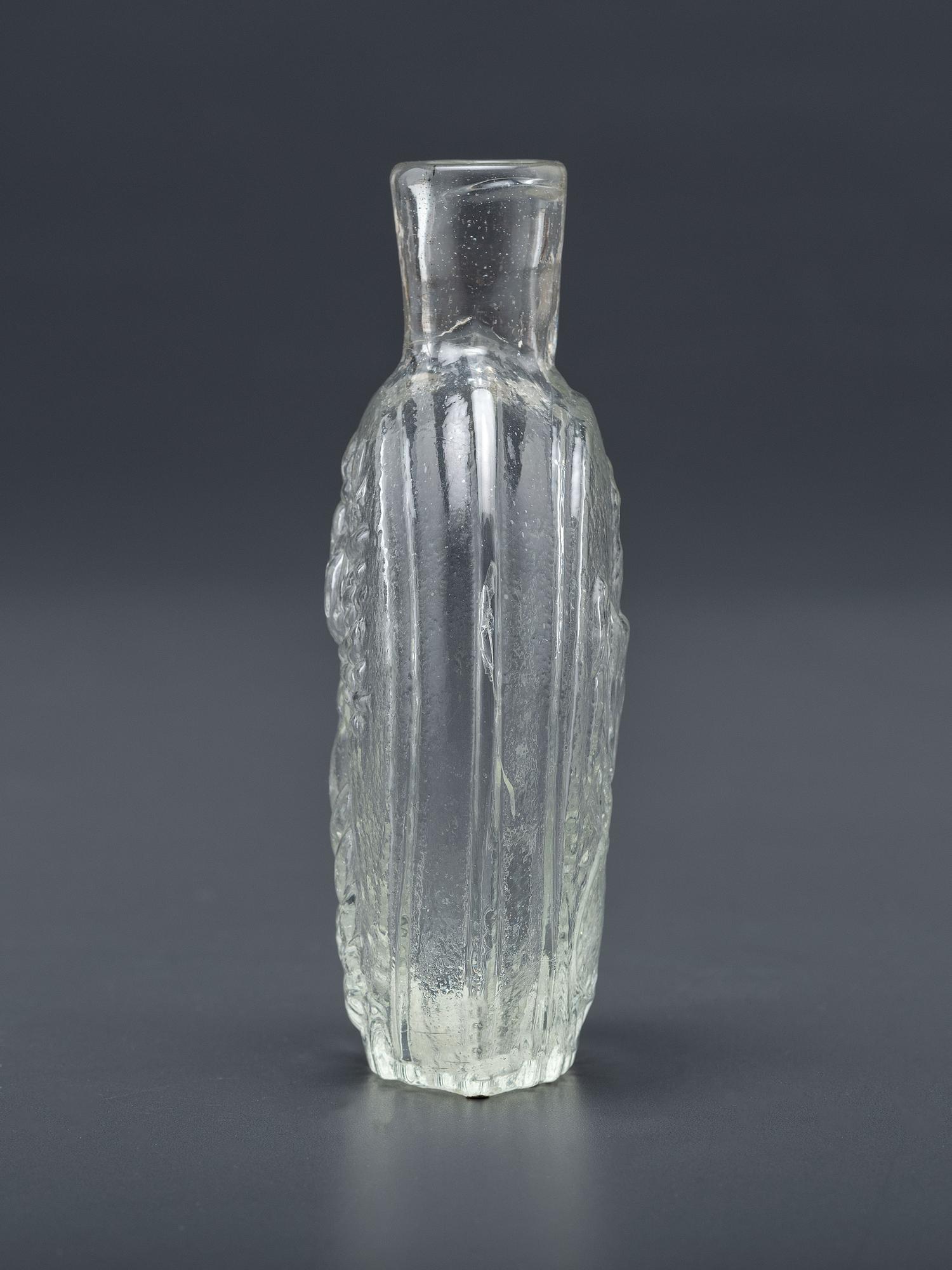 A Molded-Glass Pittsburg Flask in Clear