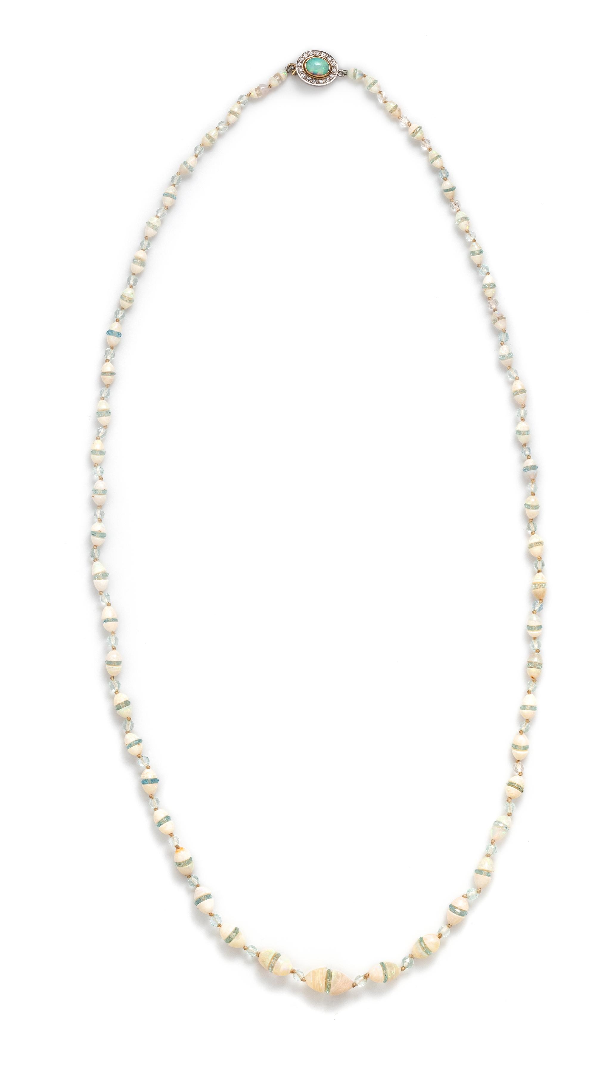 OPAL AND DIAMOND BEAD NECKLACE