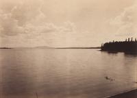 Frank Jay Haynes, (American, 1853-1921), Liberty Cap and Hotel, Yellowstone National Park Yellowstone Lake, Mount Sheridan, Yellowstone
