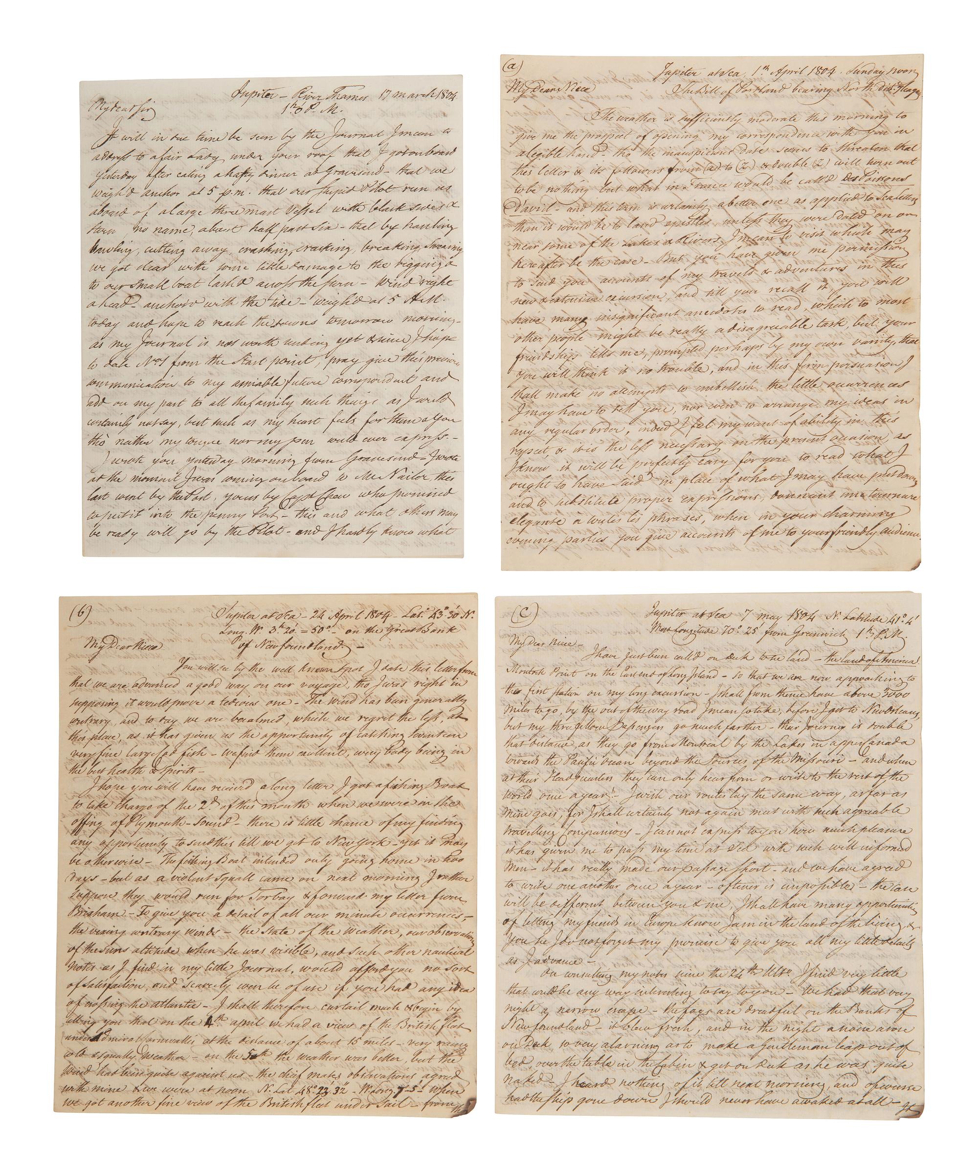[WESTERN AMERICANA] -- [REPUBLIC OF WEST FLORIDA]. Letters of William Herries (1748-1811), British banker turned American entrepreneur, incl. description of meeting President Jefferson and his journey from New York to New Orleans, 1804-1811.