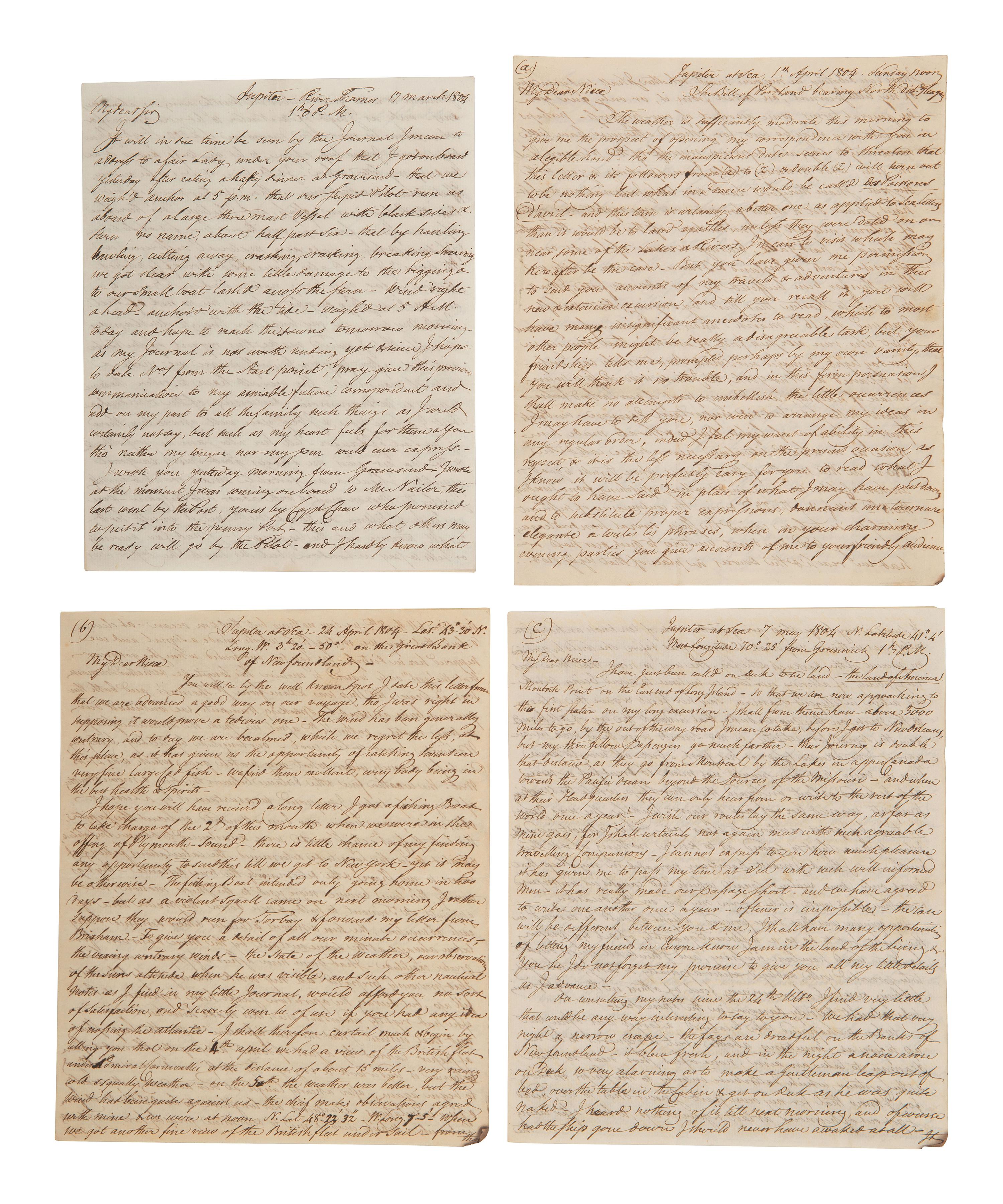 [WESTERN AMERICANA] -- [REPUBLIC OF WEST FLORIDA]. Letters of William Herries (1748-1811), British banker turned American entrepreneur, incl. description of meeting President Jefferson and his journey from New York to New Orleans, 1804-1811.