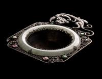 A Chinese Jadeite Inset Silver Mounted Brush Washer