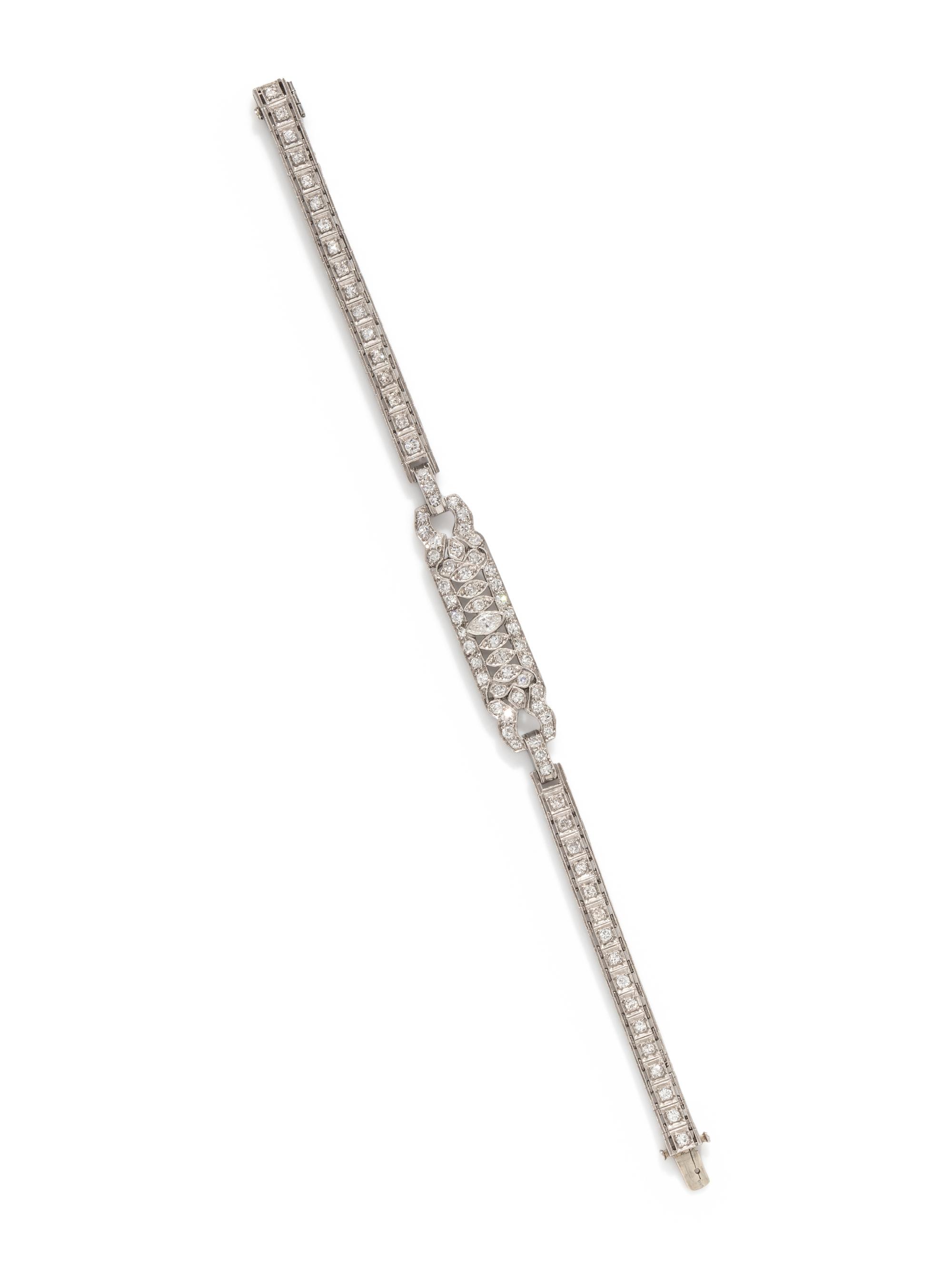 VINTAGE, PLATINUM AND DIAMOND BRACELET