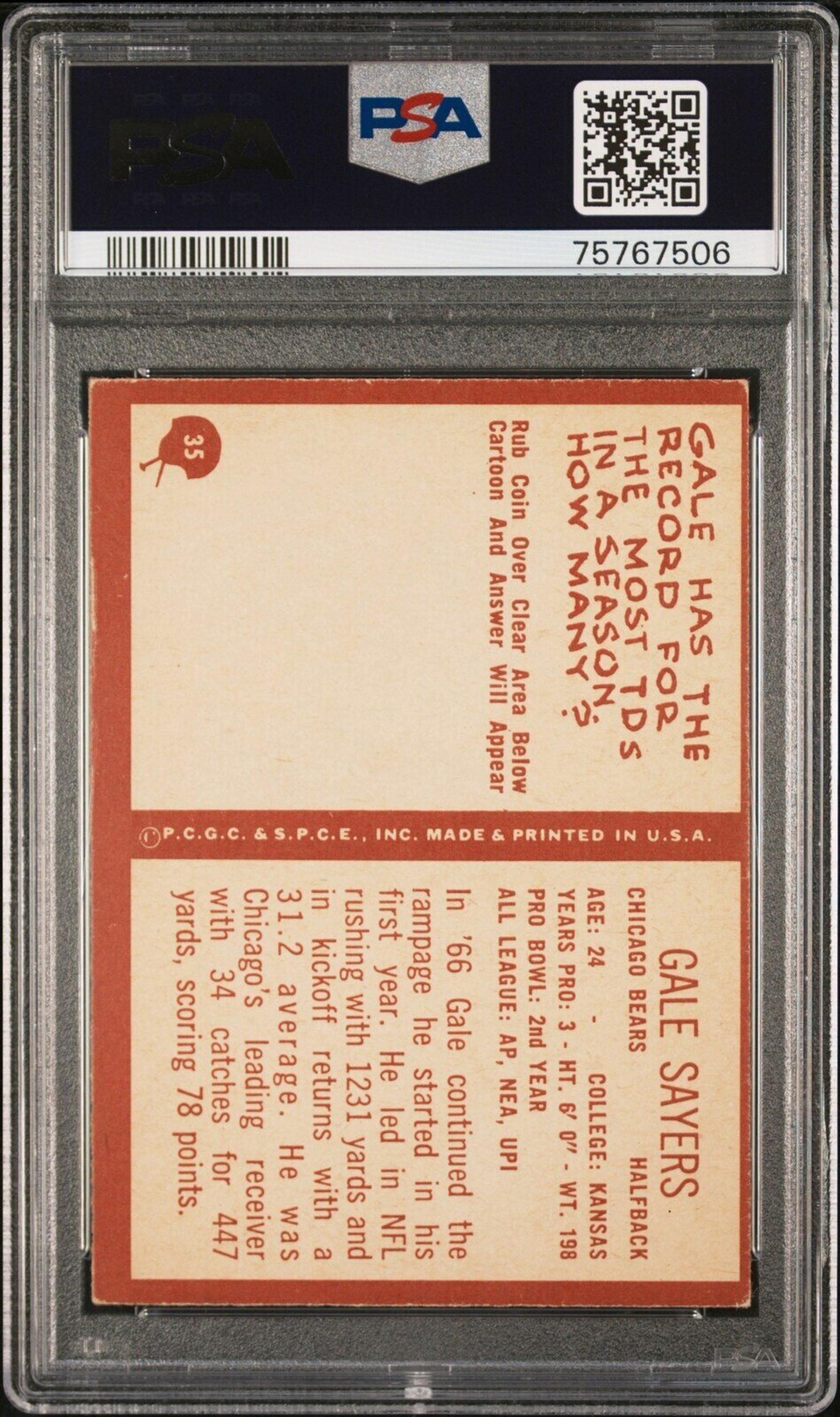 A Group of 1960s Dick Butkus and Gale Sayers PSA Graded Football Cards,