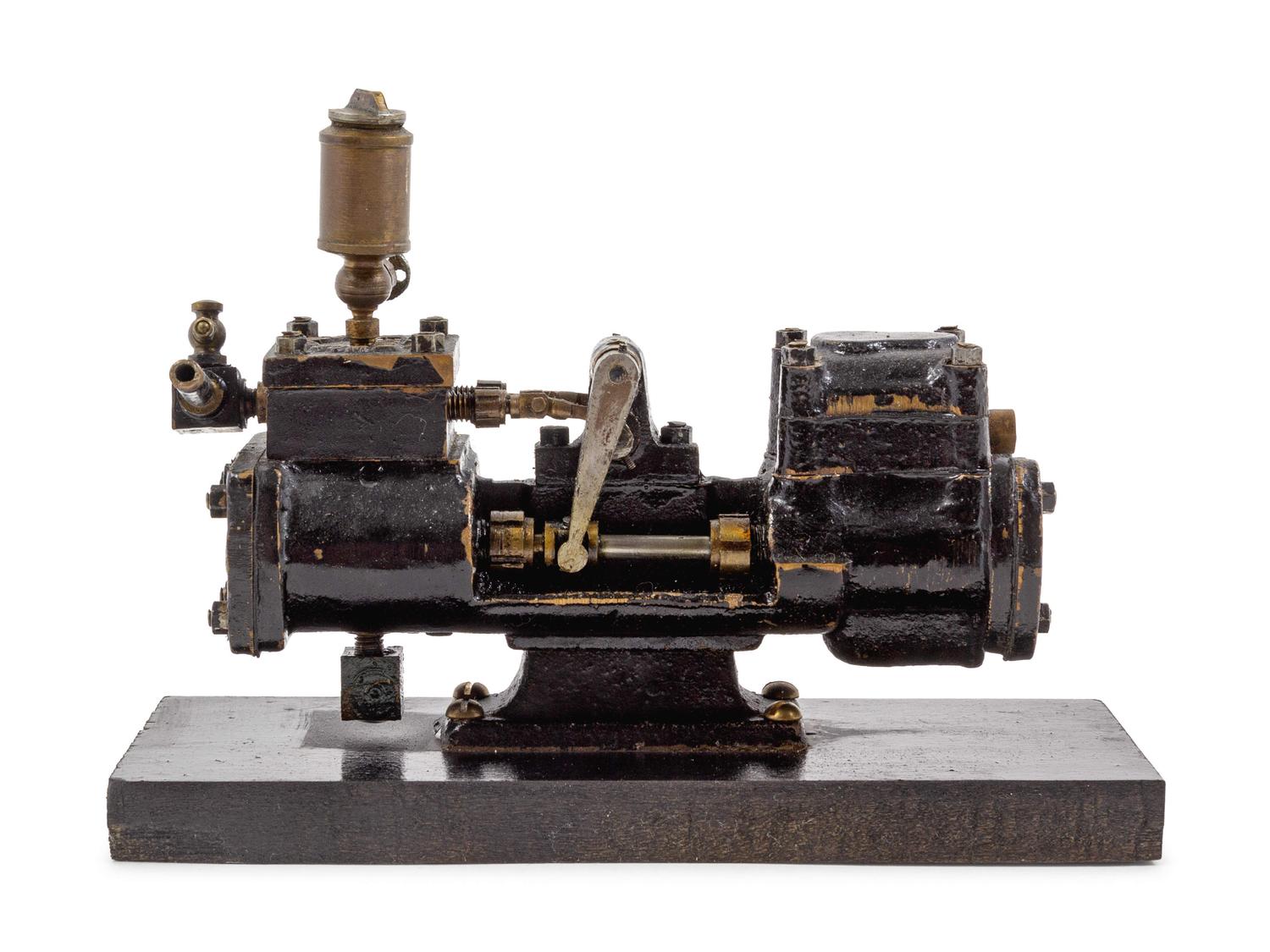 A Metal Cross Component Two Cylinder Steam Engine Scale Model