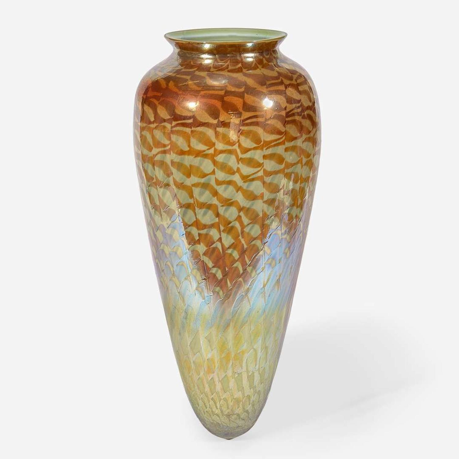 Tiffany Studios (American, active 1878-1932) A Hanging Decorated Favrile Glass Shade, New York, circa 1905