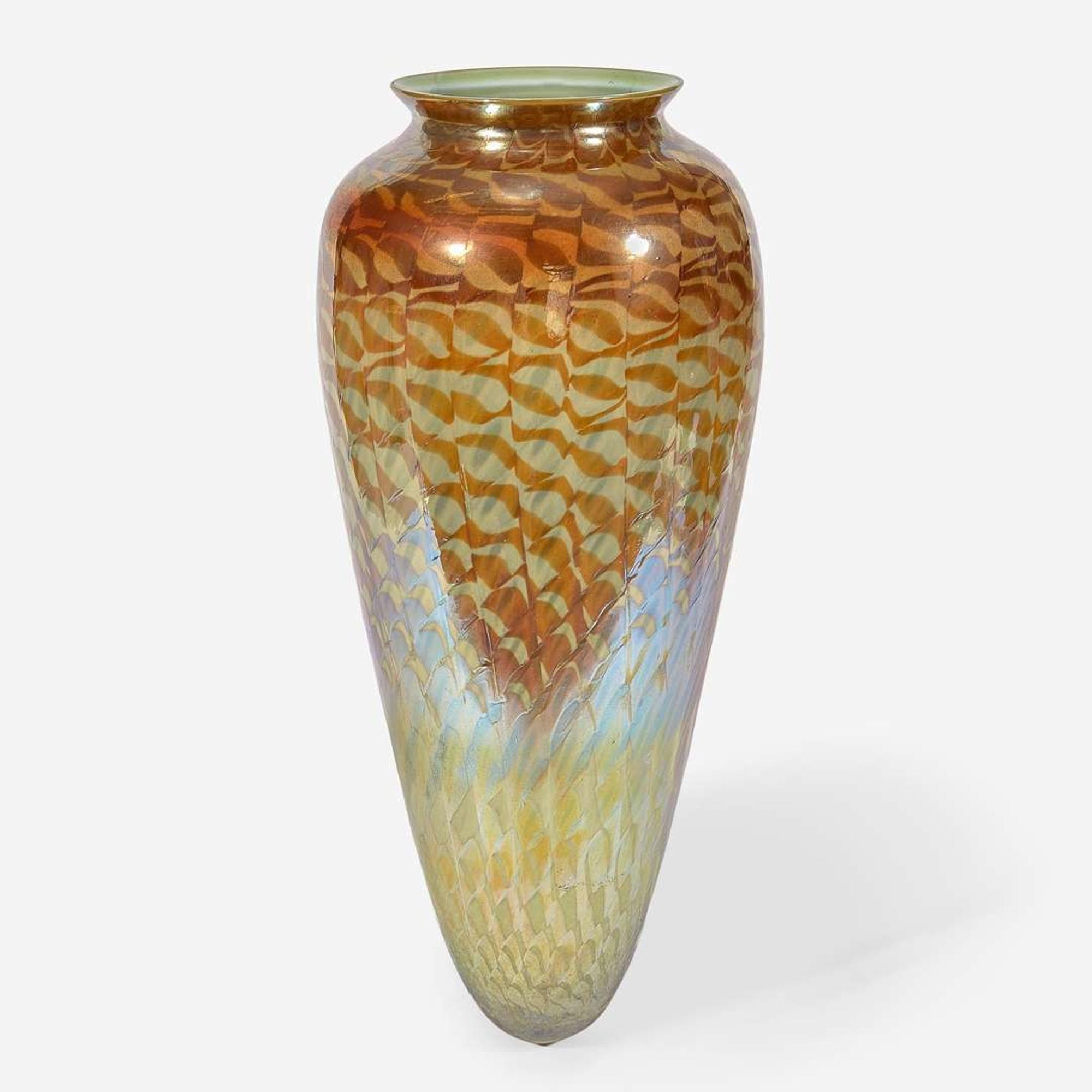 Tiffany Studios (American, active 1878-1932) A Hanging Decorated Favrile Glass Shade, New York, circa 1905
