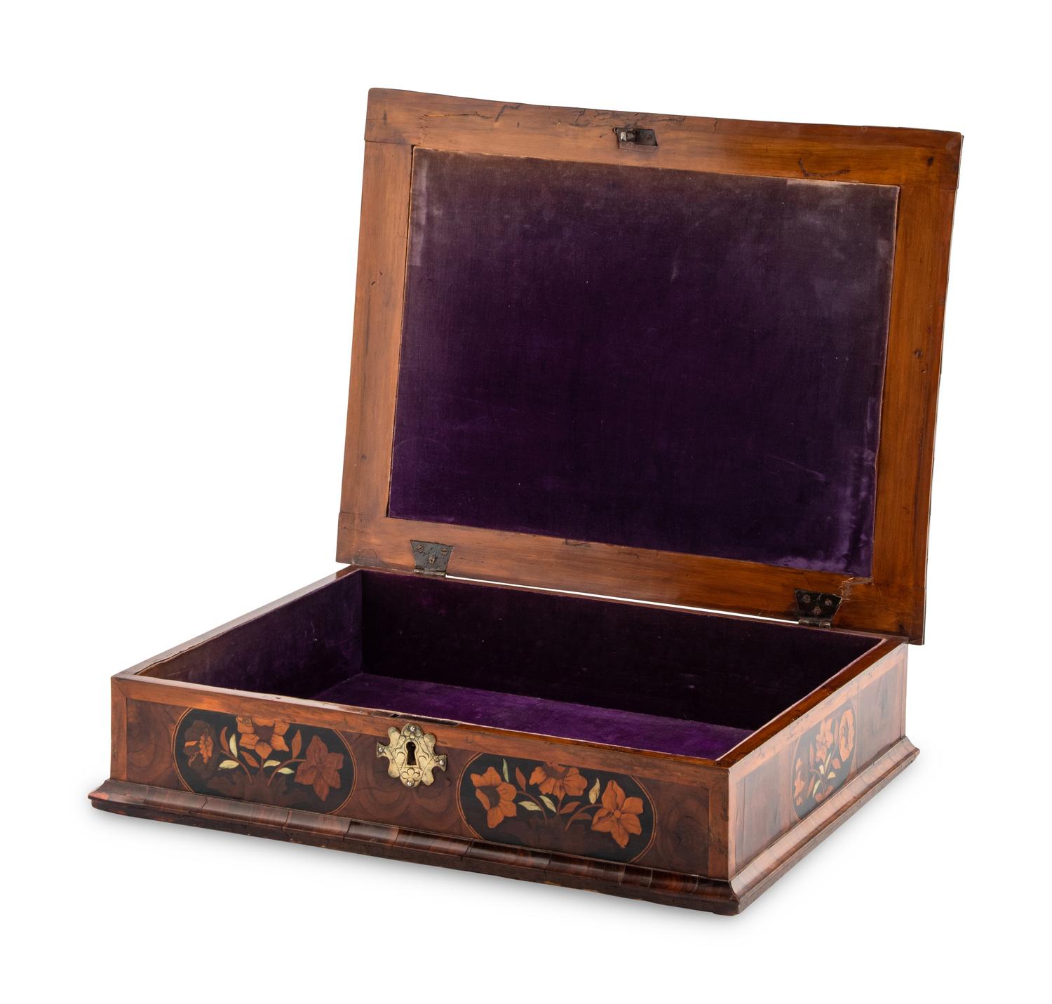 A William and Mary Oysterwood and Floral Marquetry Lace Box