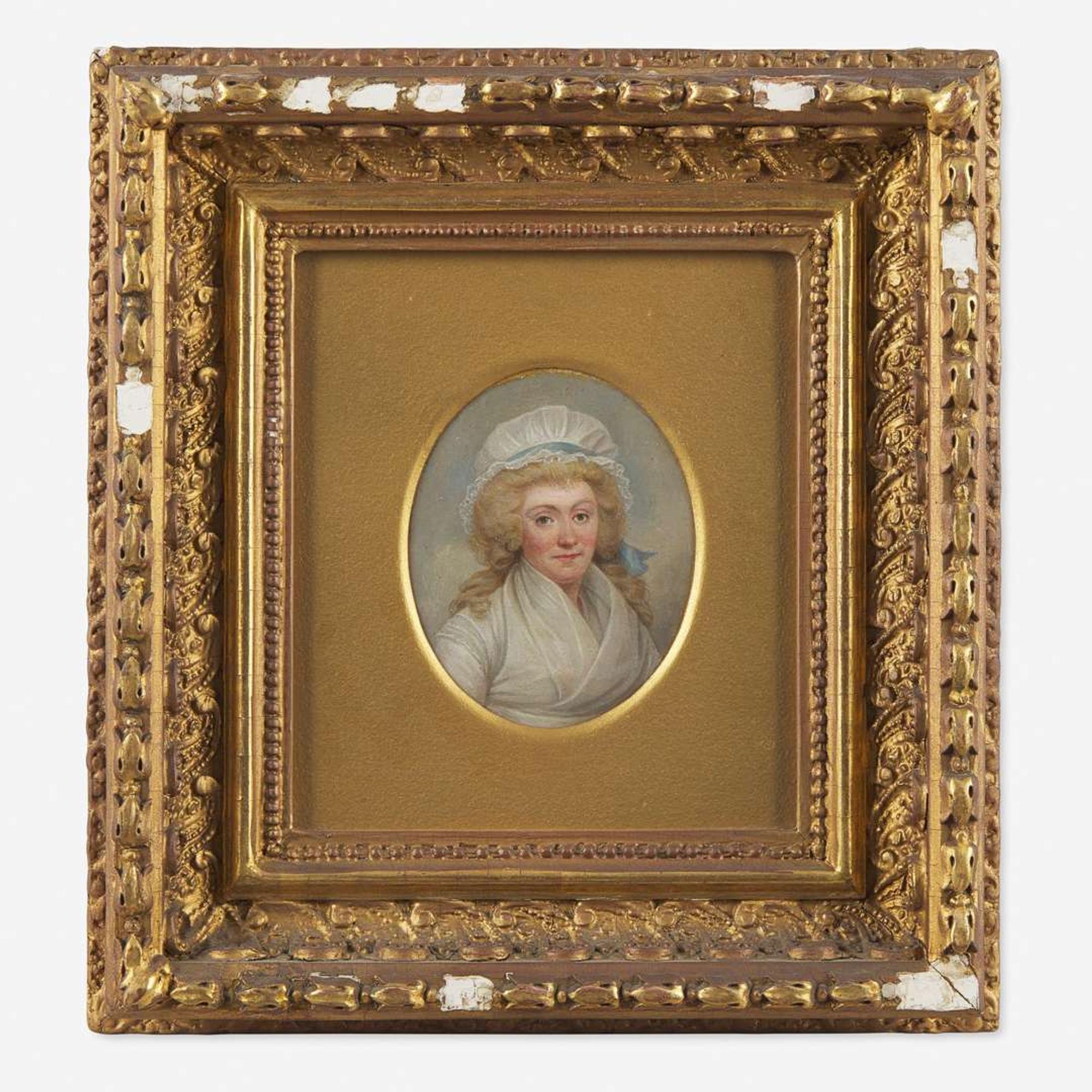 American School 19th century Pair of Small Portraits: Robert Morris (1734-1806) and Mary White Morris (1769-1806)