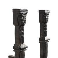 A Pair of Gothic Style Iron Andirons