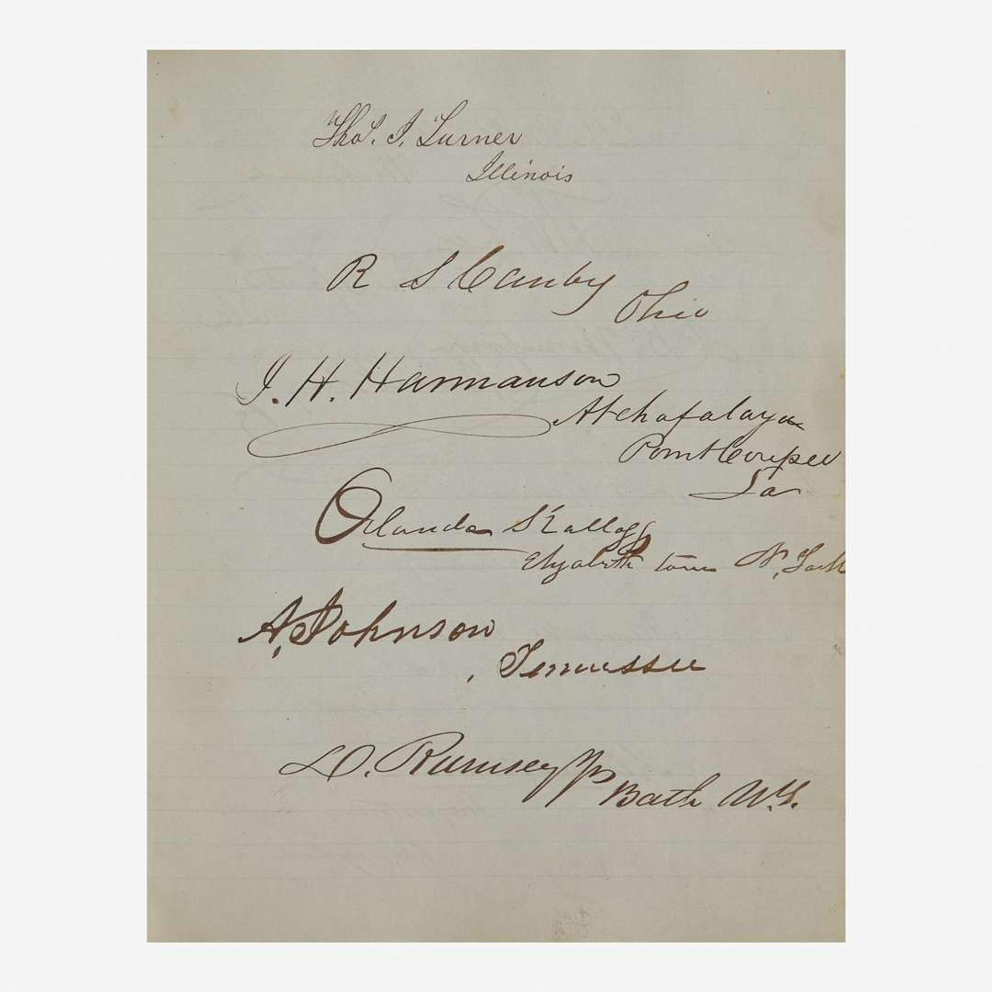 [Presidential] Lincoln, Abraham; James K. Polk; James Buchanan; John Quincy Adams; Andrew Johnson Autograph Album of the Executive and Legislative Branches, Ca. 1847-48