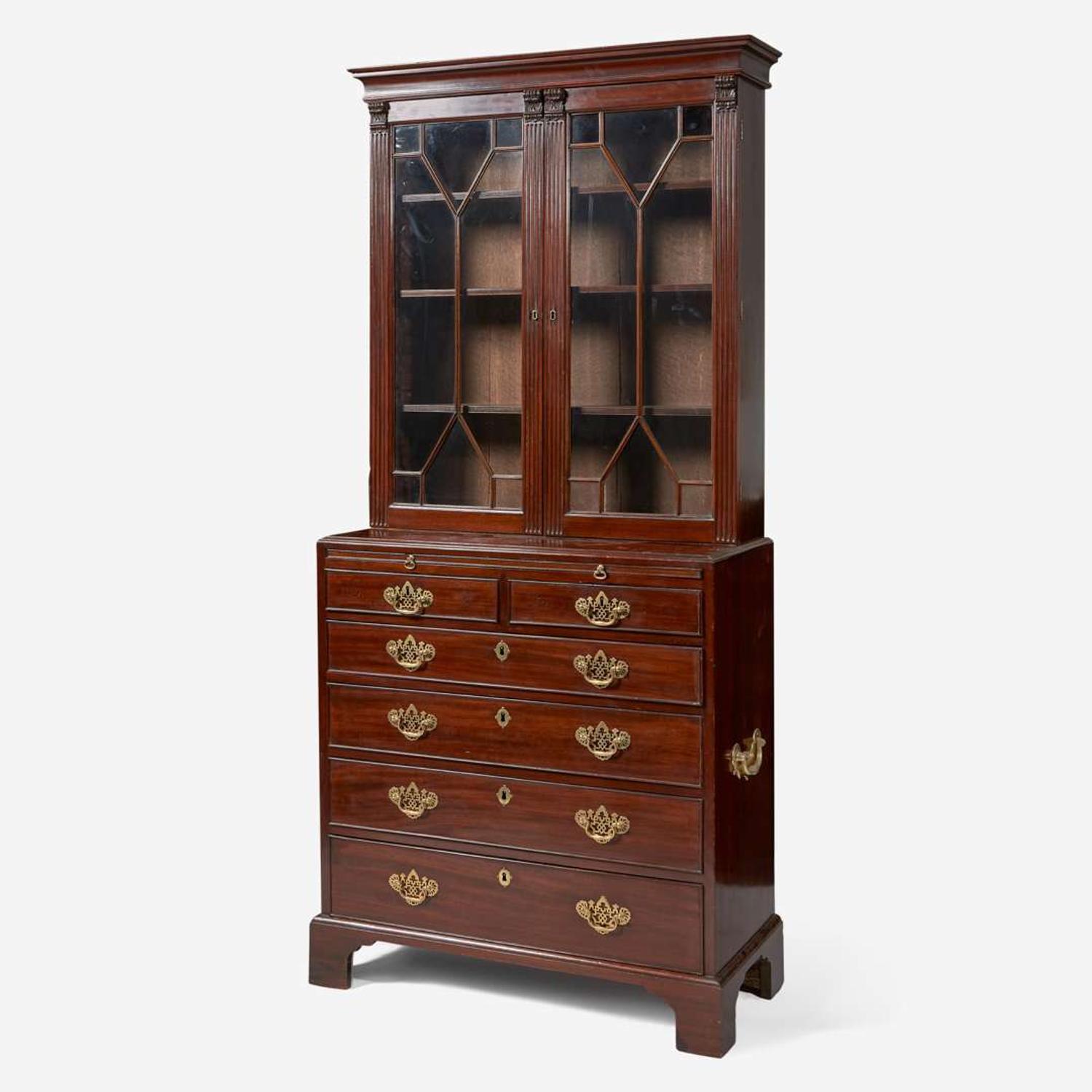 A George III mahogany step-back secretary bookcase late 18th century