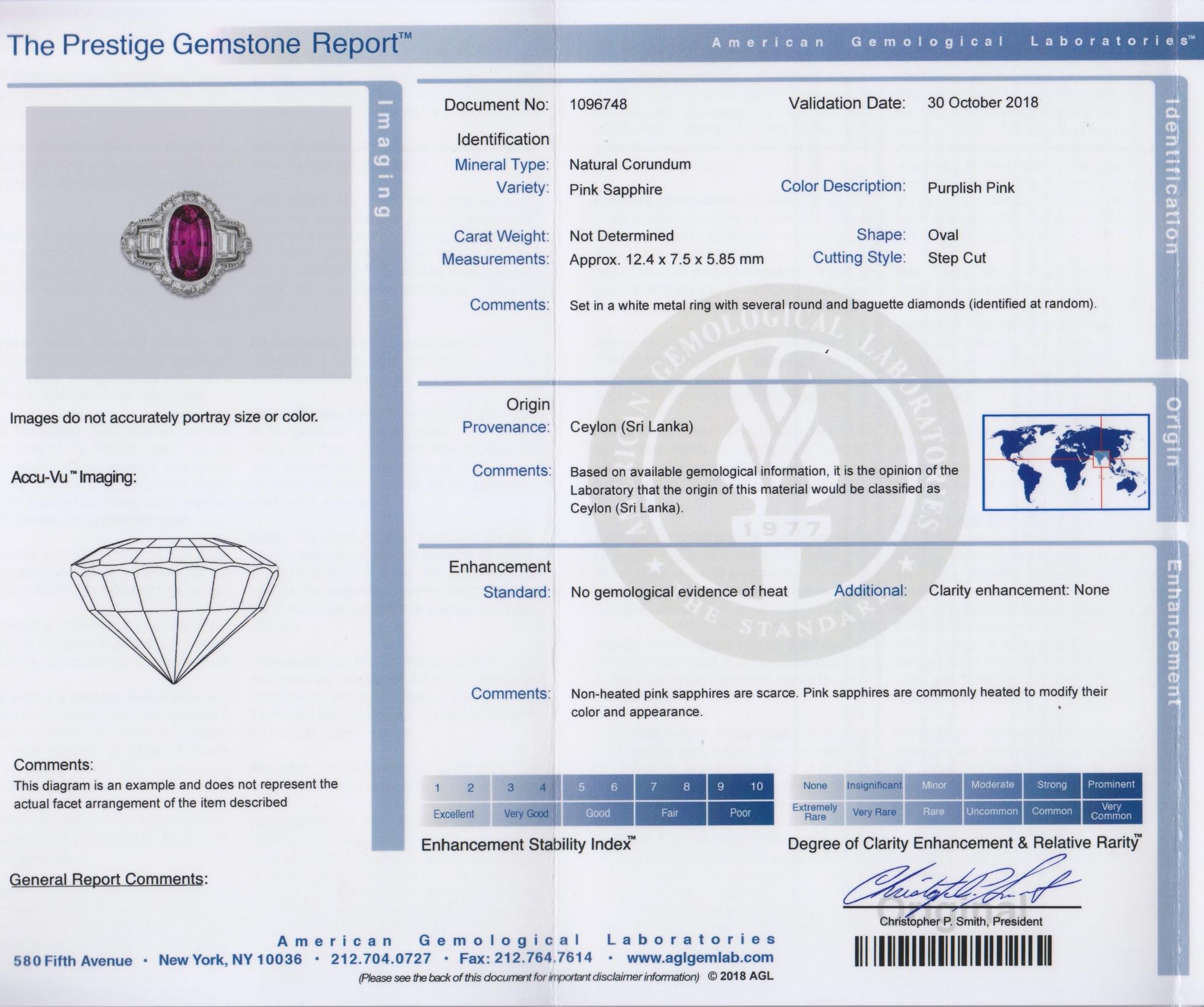 A Platinum, Purplish Pink Sapphire and Diamond Ring, 6.75 dwts.