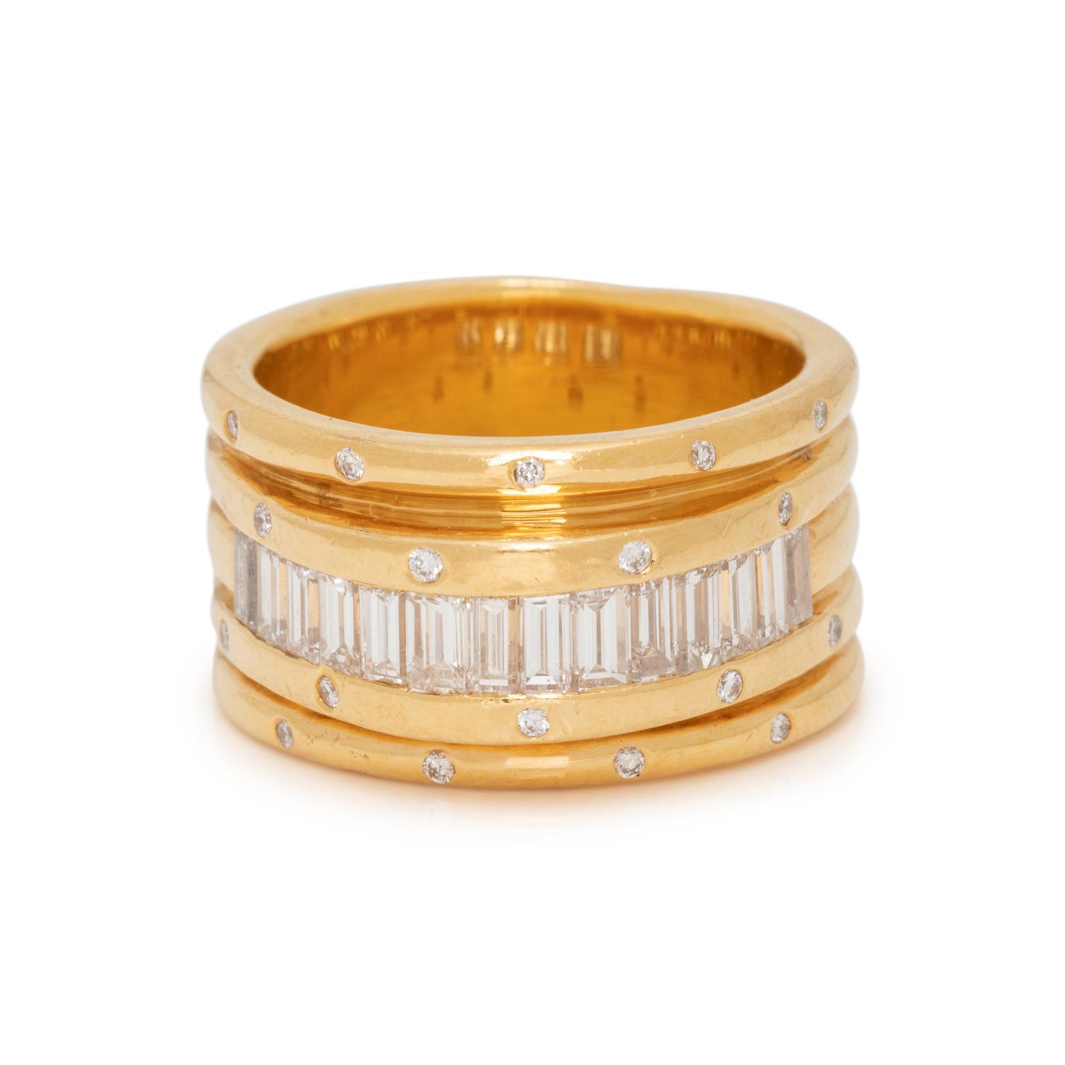 CHARLES KRYPELL, YELLOW GOLD AND DIAMOND BAND