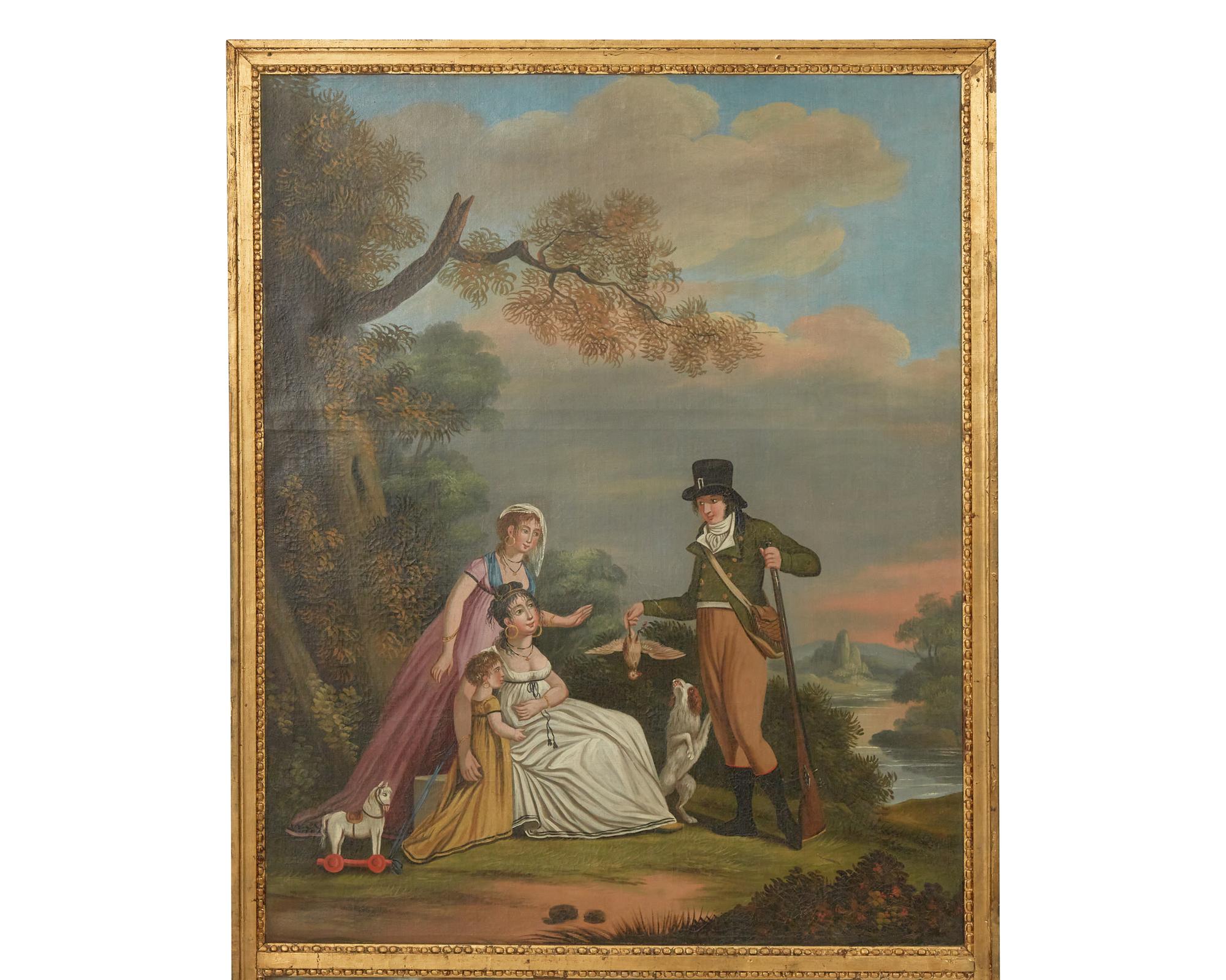 A Directoire Giltwood Trumeau Mirror