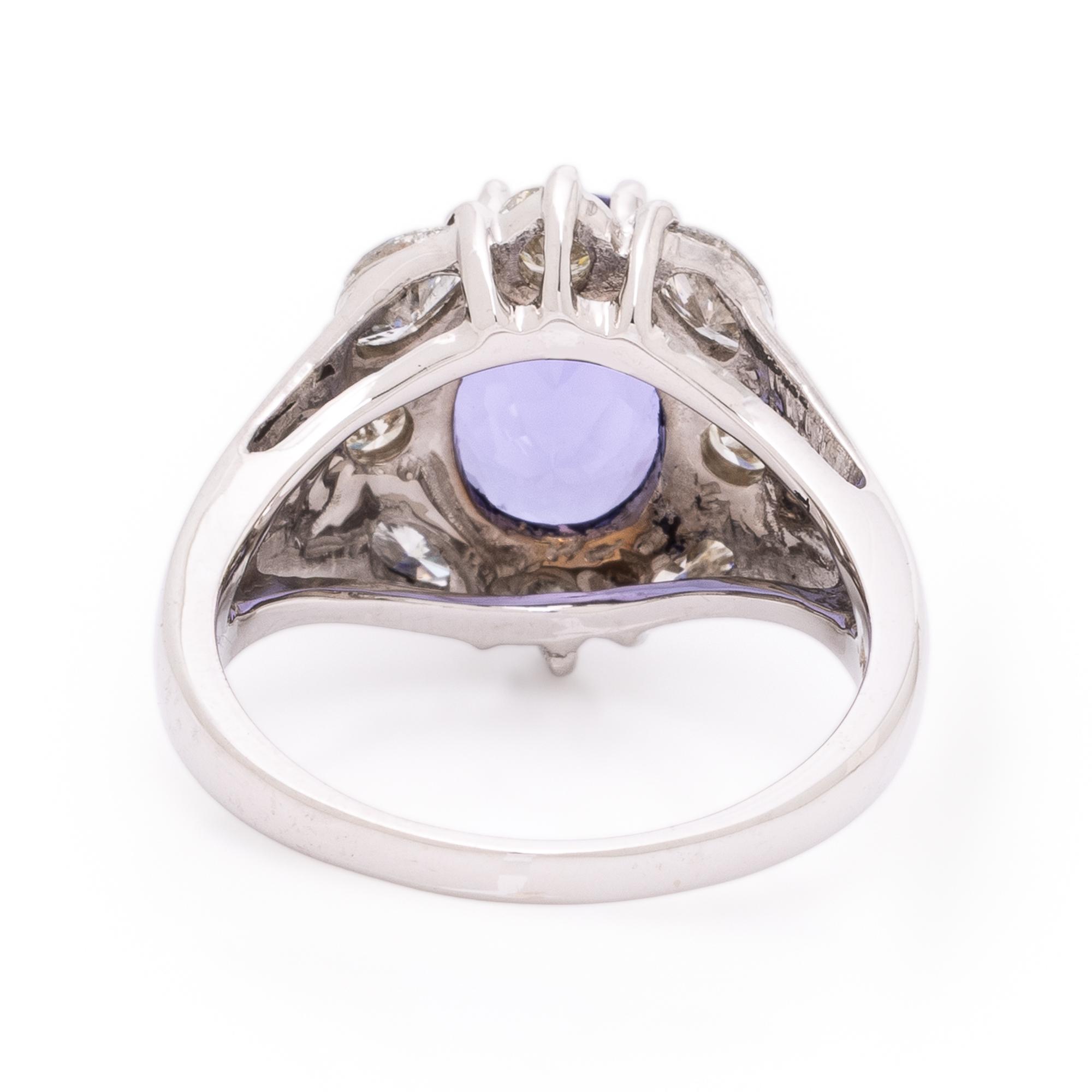 Tanzanite, Diamond, and White Gold Ring